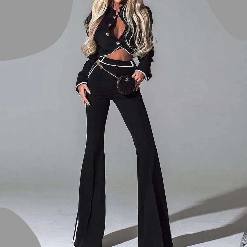 Elegant Black Patchwork 2 Piece