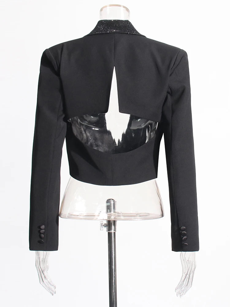 Solid Patchwork Diamonds Backless Blazer