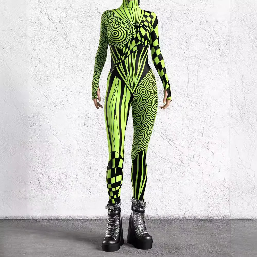 Cyber Punk Art Irregular Lines Jumpsuit