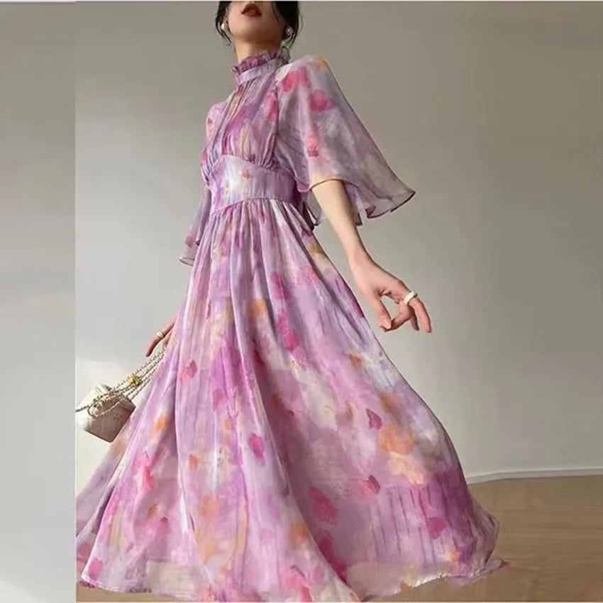 France Summer Holiday Flowers Dress Runway