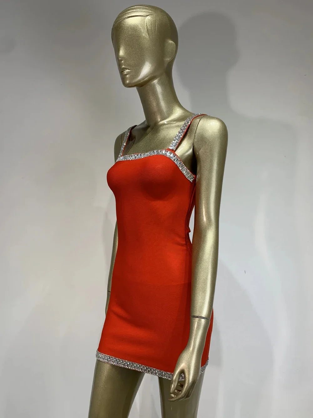 Red Sexy Rhinestone Tight Dress