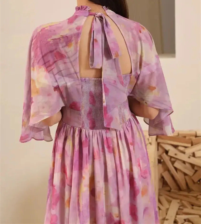 France Summer Holiday Flowers Dress Runway