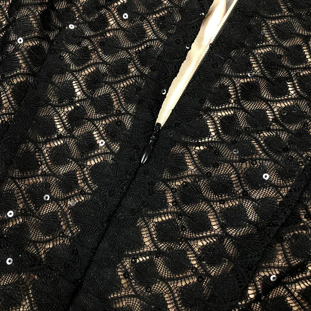 High Quality Black Sequin Sexy V-neck Feather Tight jumpsuit