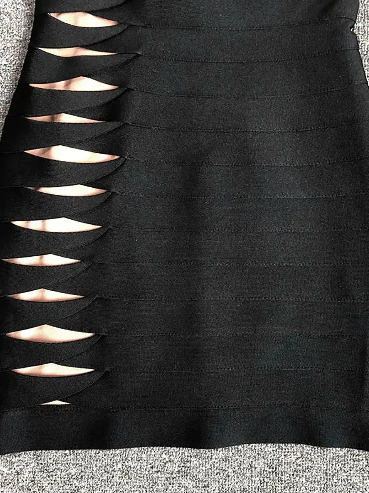 Strapless Mesh Patchwork Hollow Out Mini Bandage Dresses