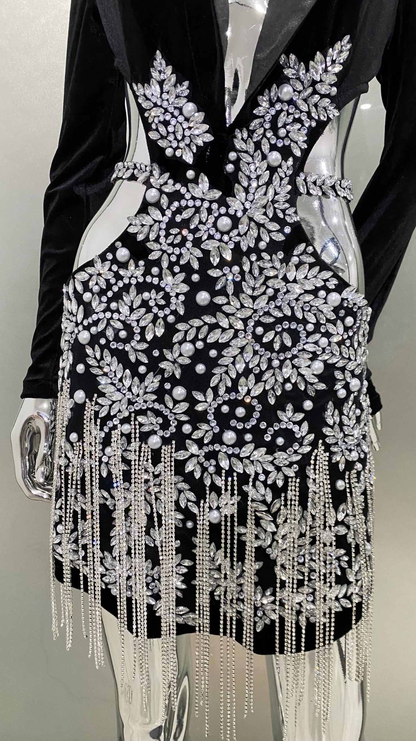 Black Velvet Luxury Diamonds Tassel Sexy