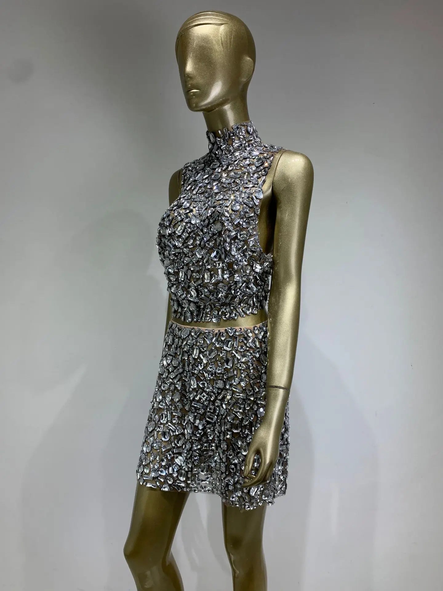 Sparkling Rhinestone Sexy Halter 2-Piece