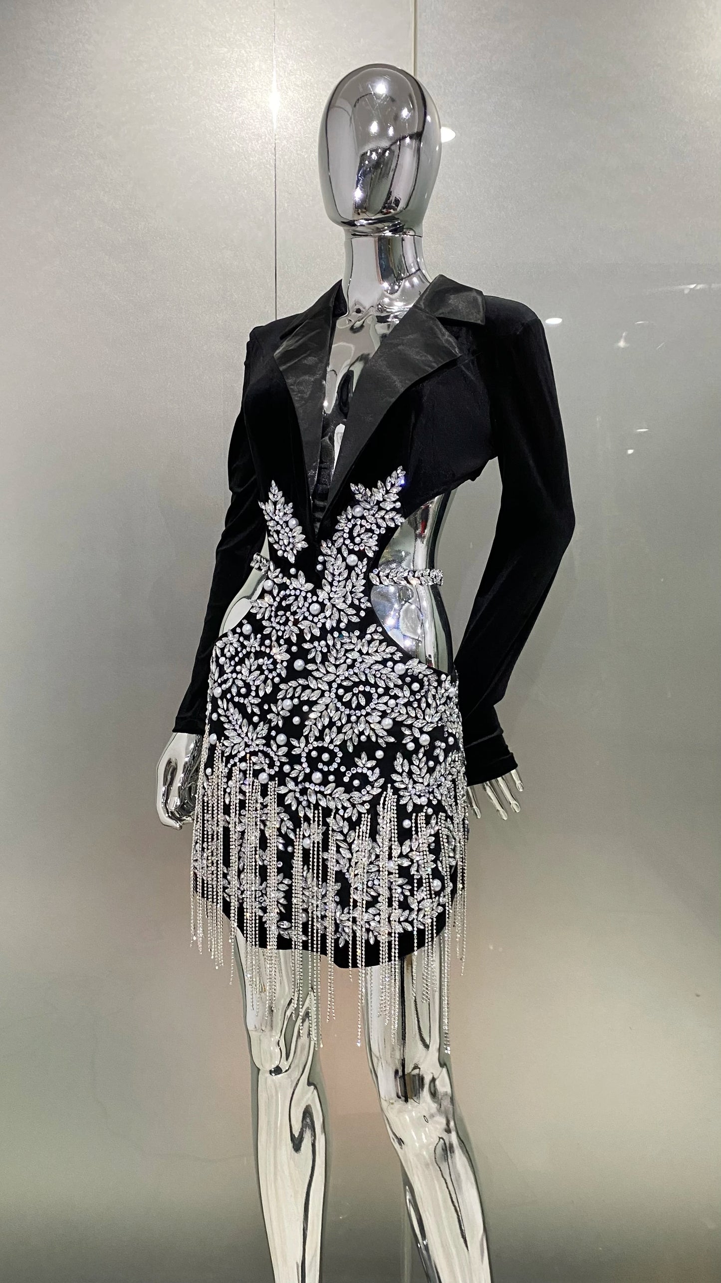 Black Velvet Luxury Diamonds Tassel Sexy