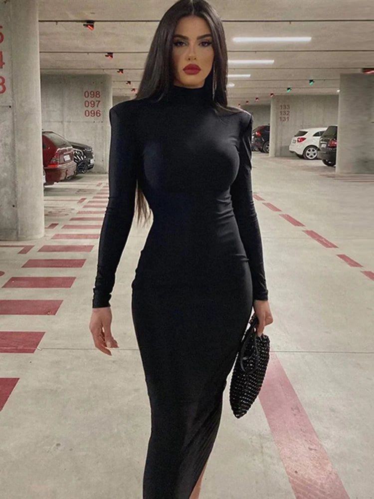 Turtleneck Black Sexy Bodycon