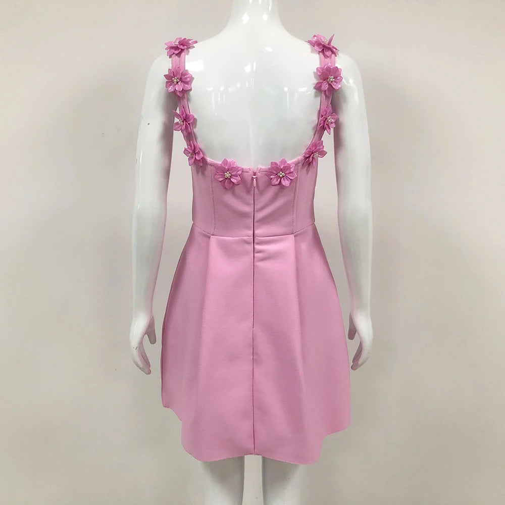 Elegant Sleeveless Appliques Diamond Flower