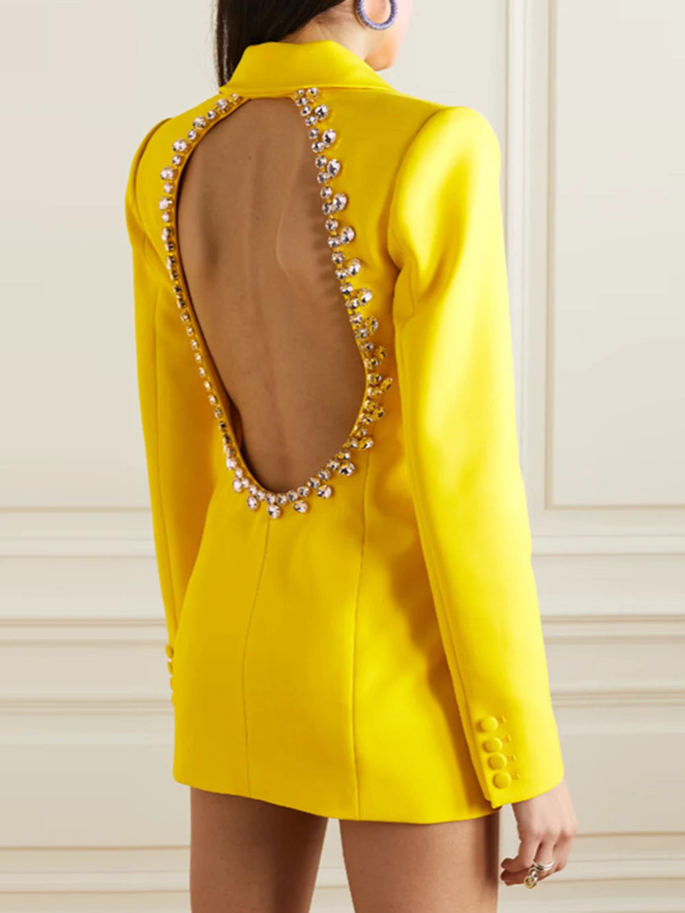 Fashion Yellow Sexy diamond Backless