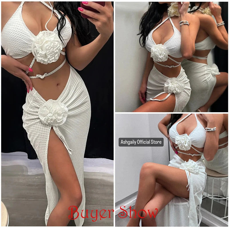 3D Flower Swimsuit Set