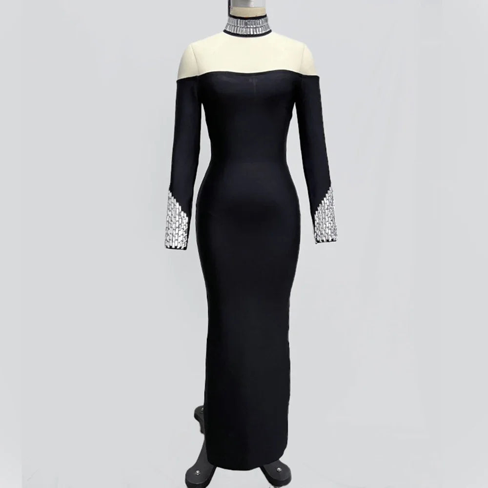 2024 Black Long Blocked Luxury Diamond