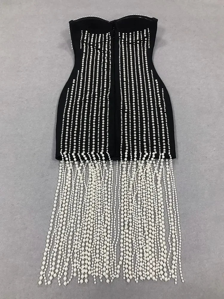 2024 Sexy Strapless Pearl Tassel