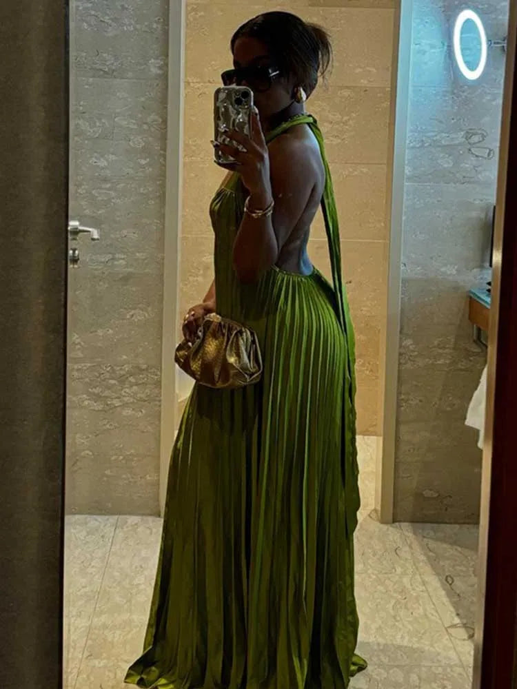 Green Evening Elegant Sexy Summer Pleated