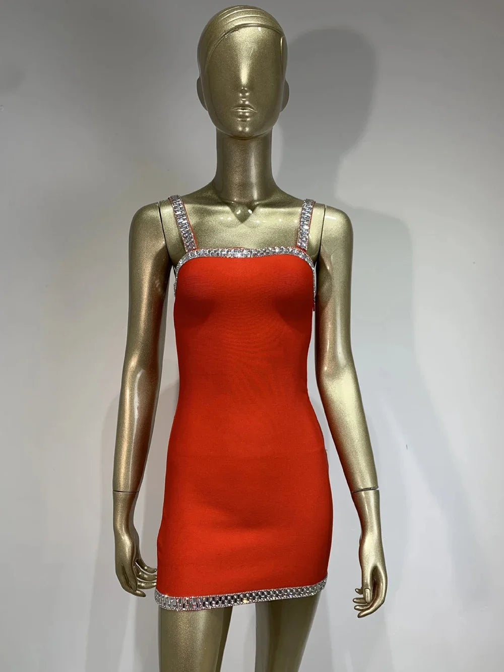 Red Sexy Rhinestone Tight Dress