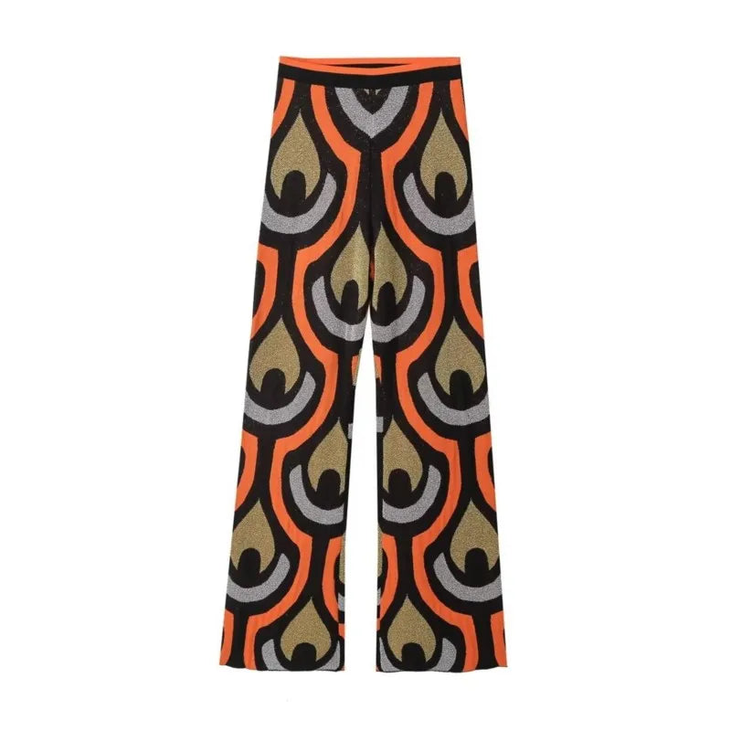 Skirt Suit Jacquard Knitted High-cut Skirt + Casual Pants Slim Suit