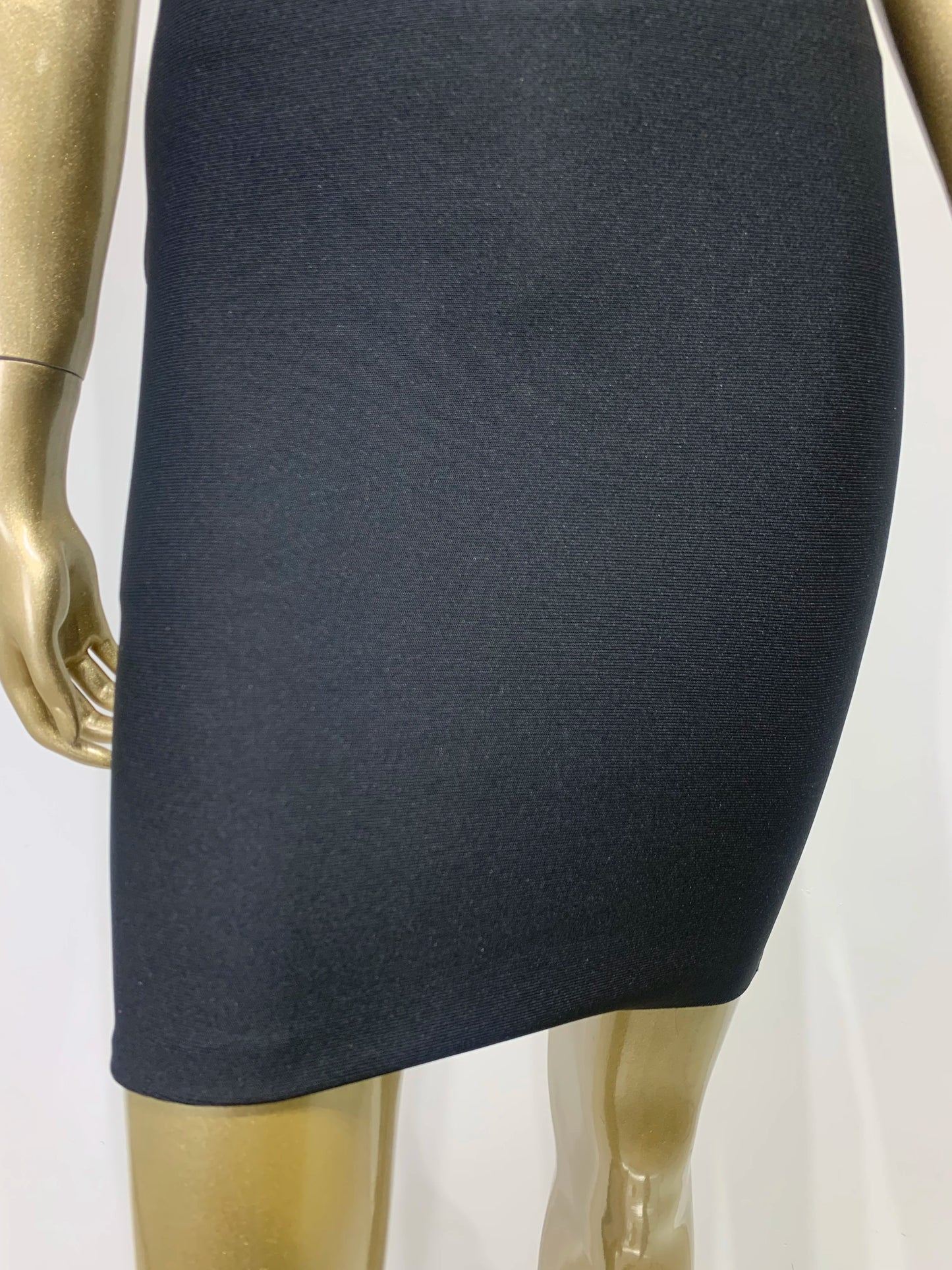 V Neck Beading Diamonds Black Mini Bodycon Dress