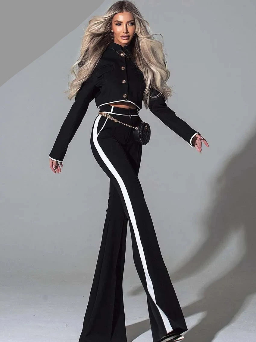 Elegant Black Patchwork 2 Piece