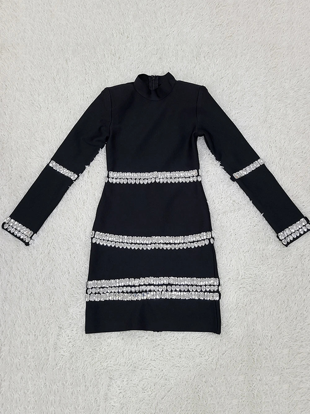 Autumn Black Long Sleeve Crystal Diamond