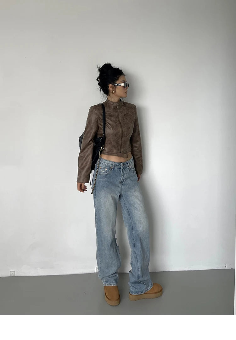 Leather Short Coat Women