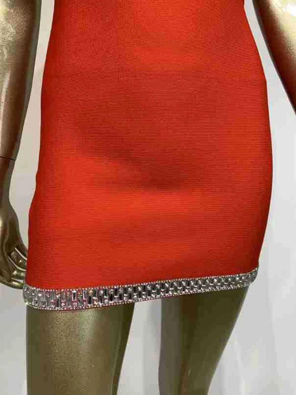 Red Sexy Rhinestone Tight Dress