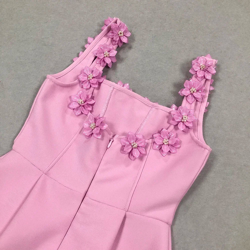 Elegant Sleeveless Appliques Diamond Flower