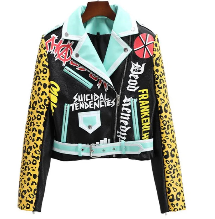 Rivet beading Pu Leather Jacket