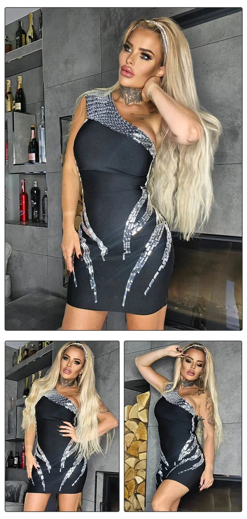 High Quality Black Bandage Dress
