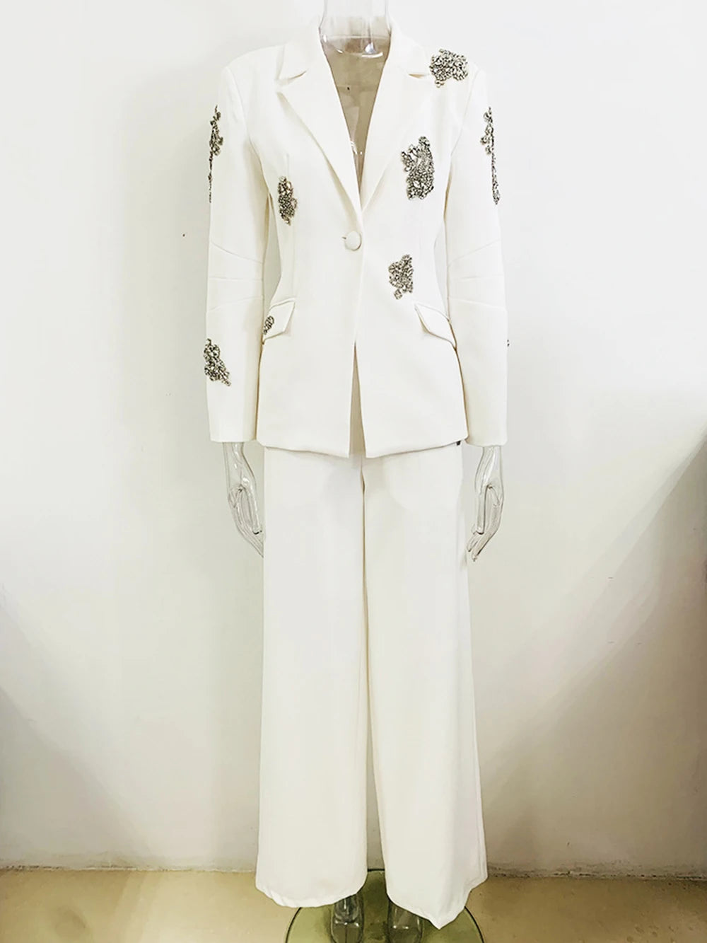 High Quality Luxury Diamond White Suit