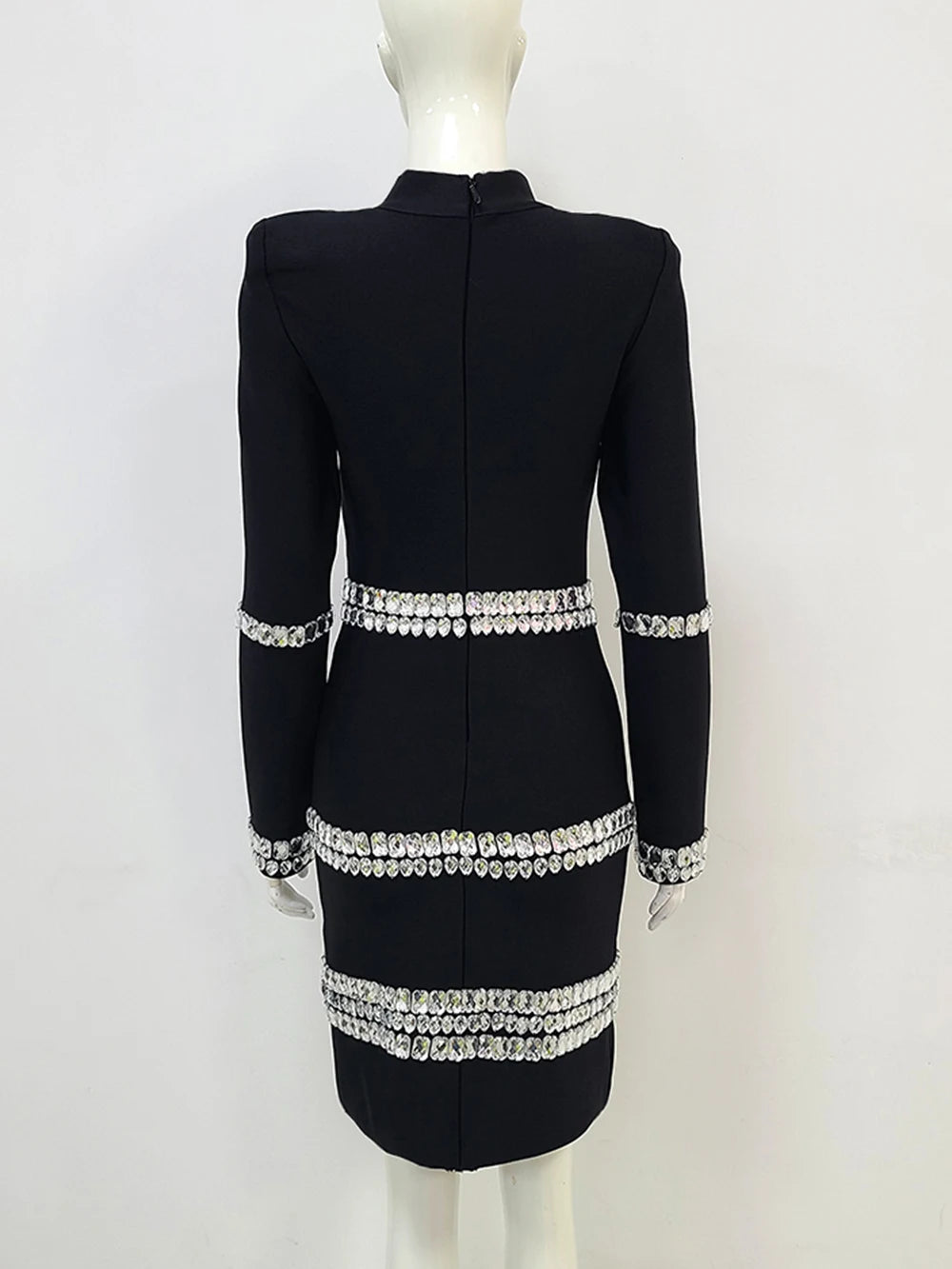 Autumn Black Long Sleeve Crystal Diamond