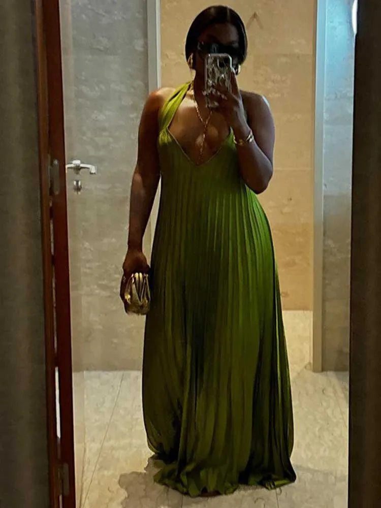 Green Evening Elegant Sexy Summer Pleated