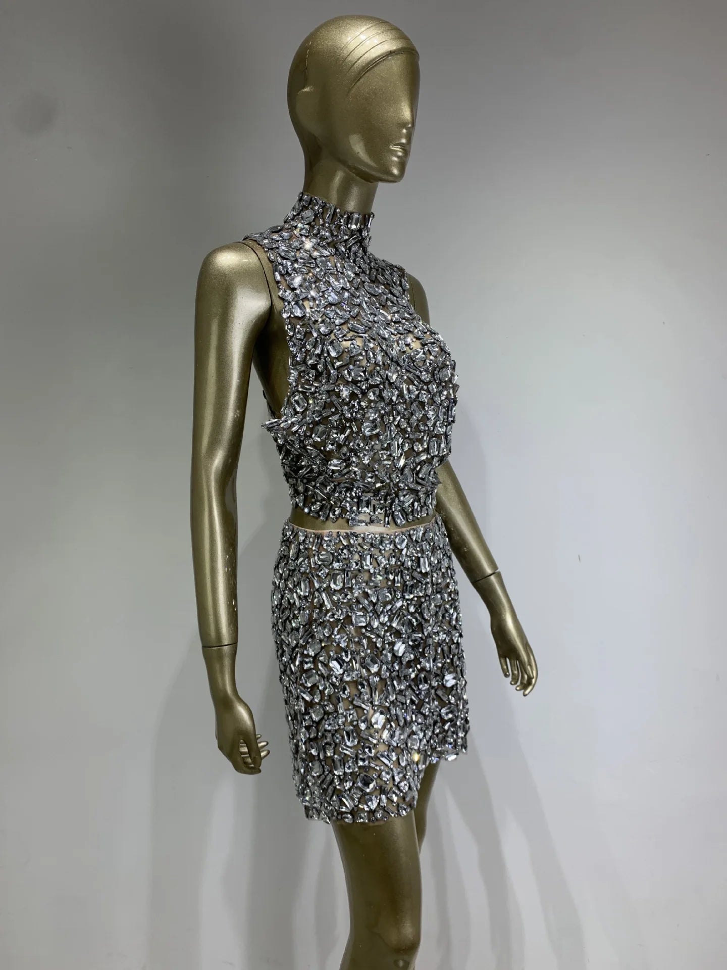 Sparkling Rhinestone Sexy Halter 2-Piece