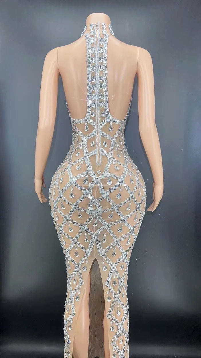 Sparkly Silver Big Rhinestone Transparent