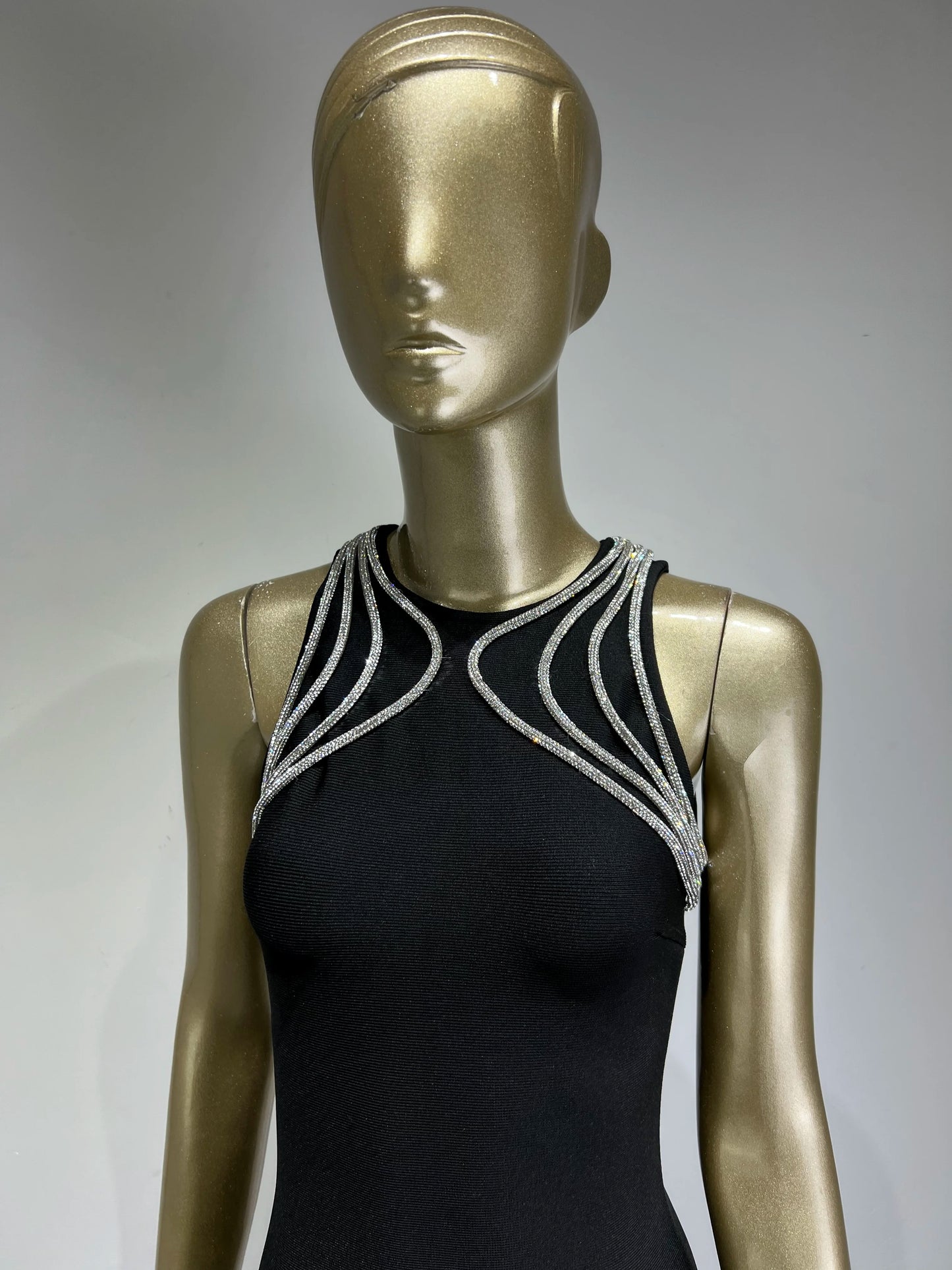 Luxury Diamonds Black Mini Bandage Dress