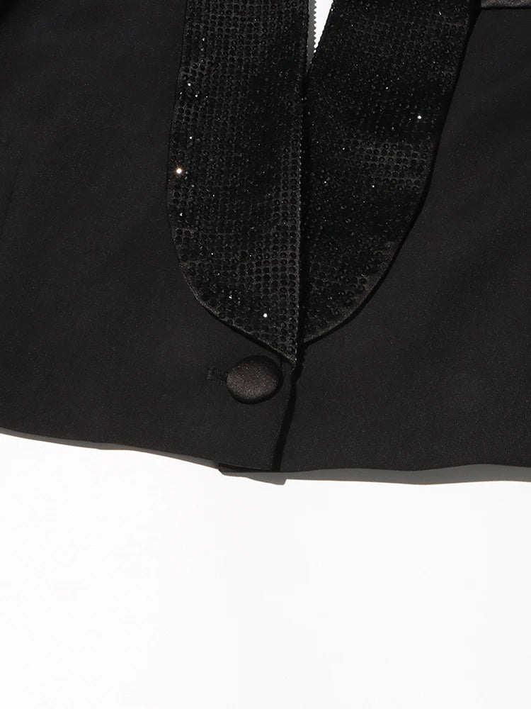 Solid Patchwork Diamonds Backless Blazer