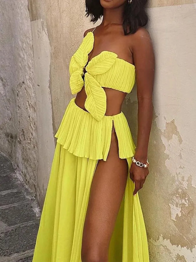 3D Leaf Shaped Flower Design Beach Suit