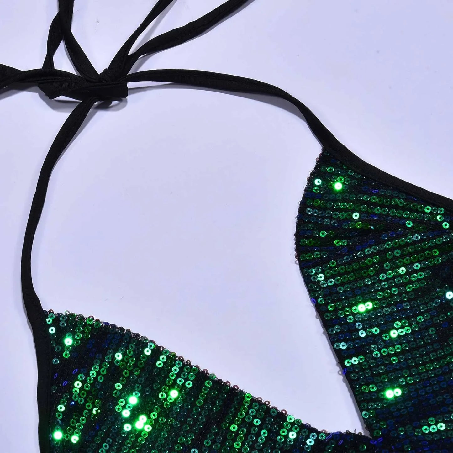 Women Sparkly Rhinestone Chain Deep V Neck