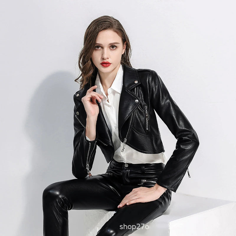 Rivet beading Pu Leather Jacket