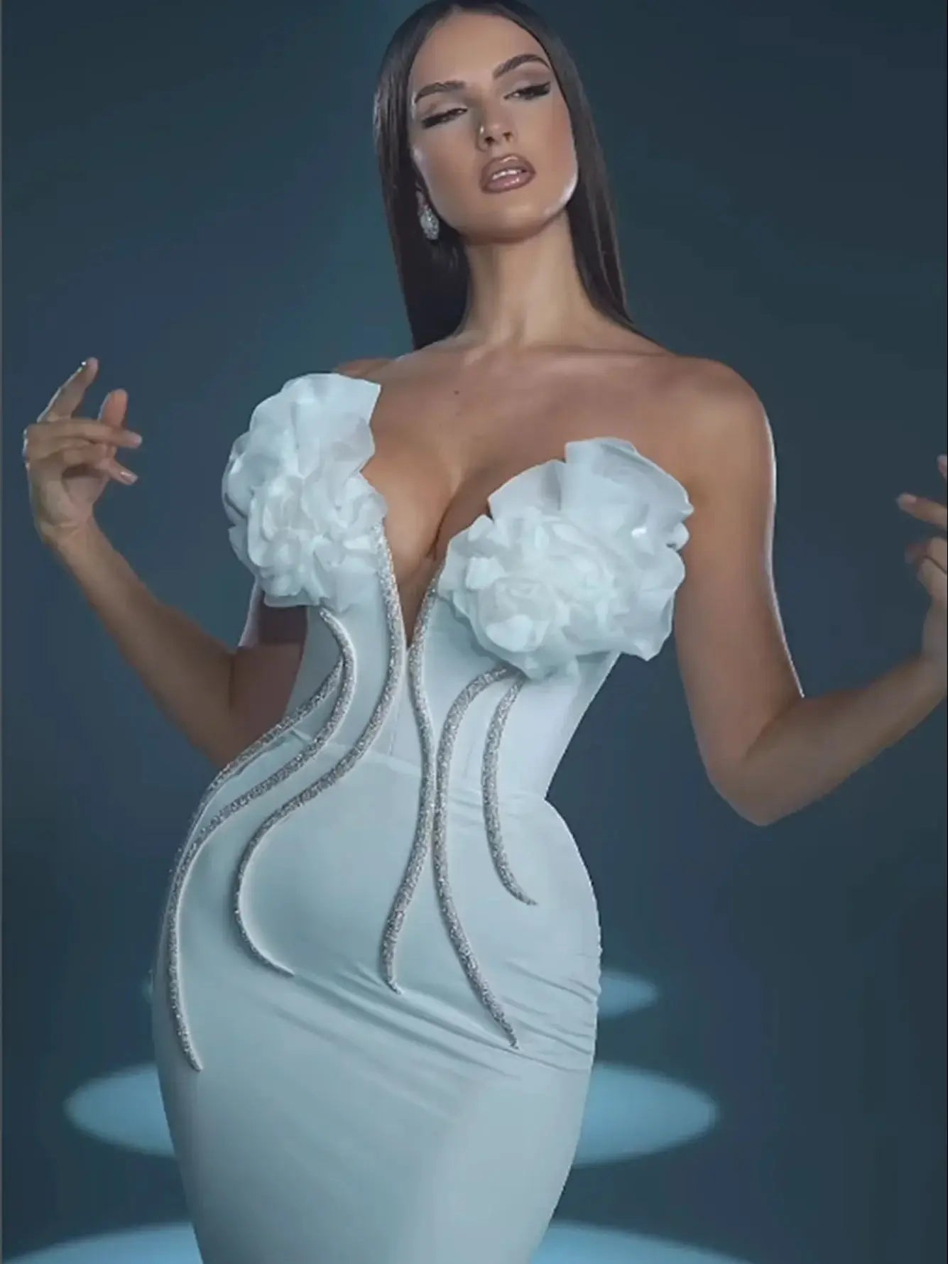 Sexy Strapless Backless Beading Diamonds