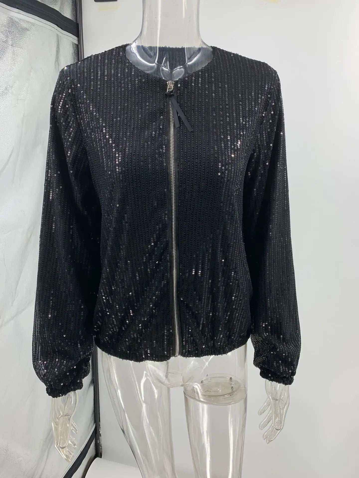 Elegant Sequin O Neck Jacket