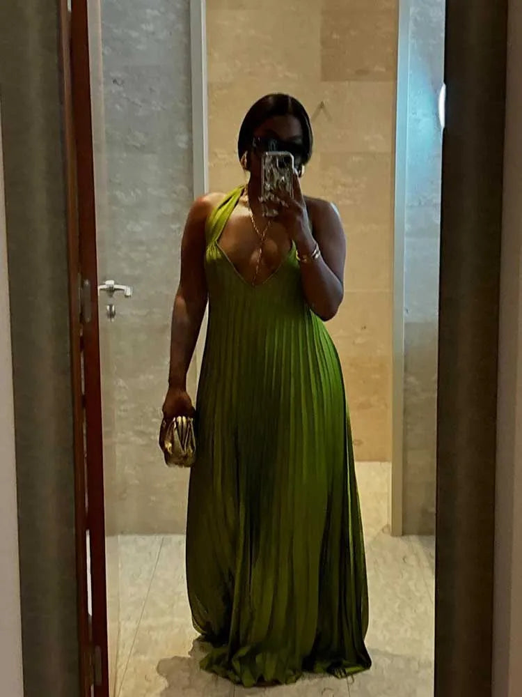 Green Evening Elegant Sexy Summer Pleated
