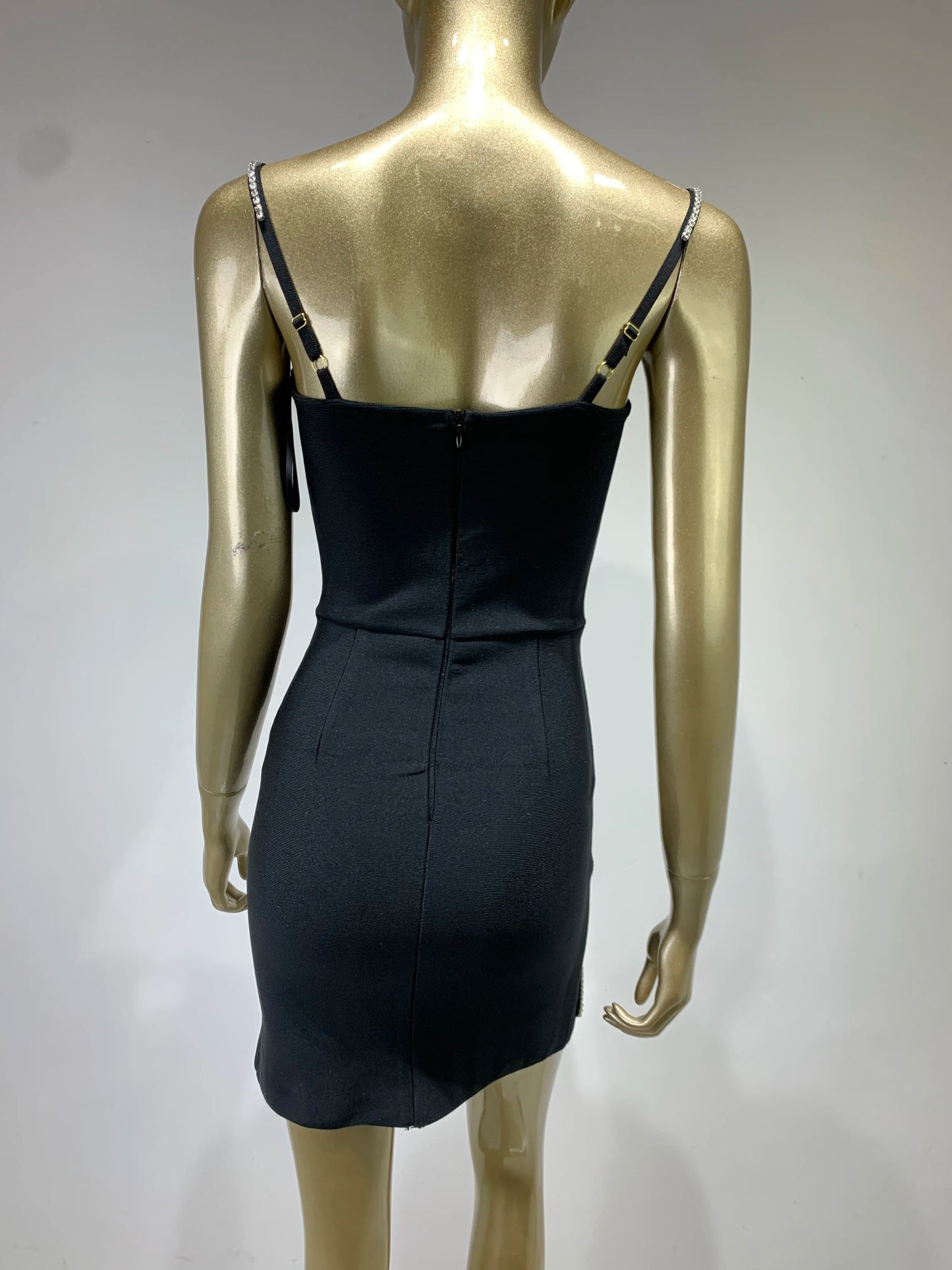 Backless Crystal Diamonds Black Mini