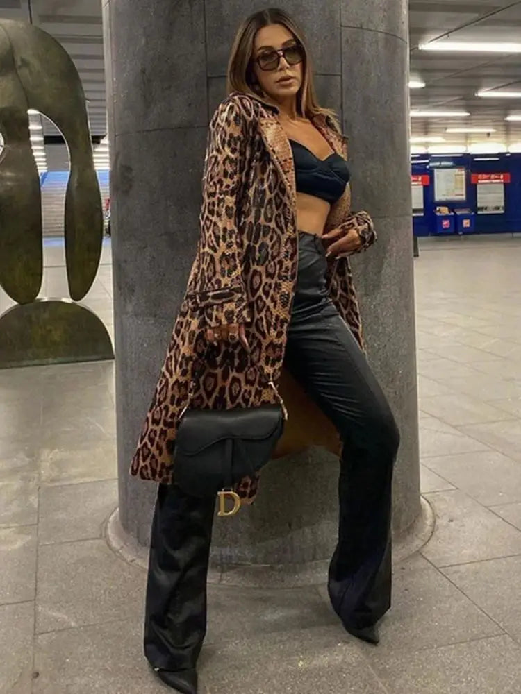 High Quality Winter New Snake Print Coat