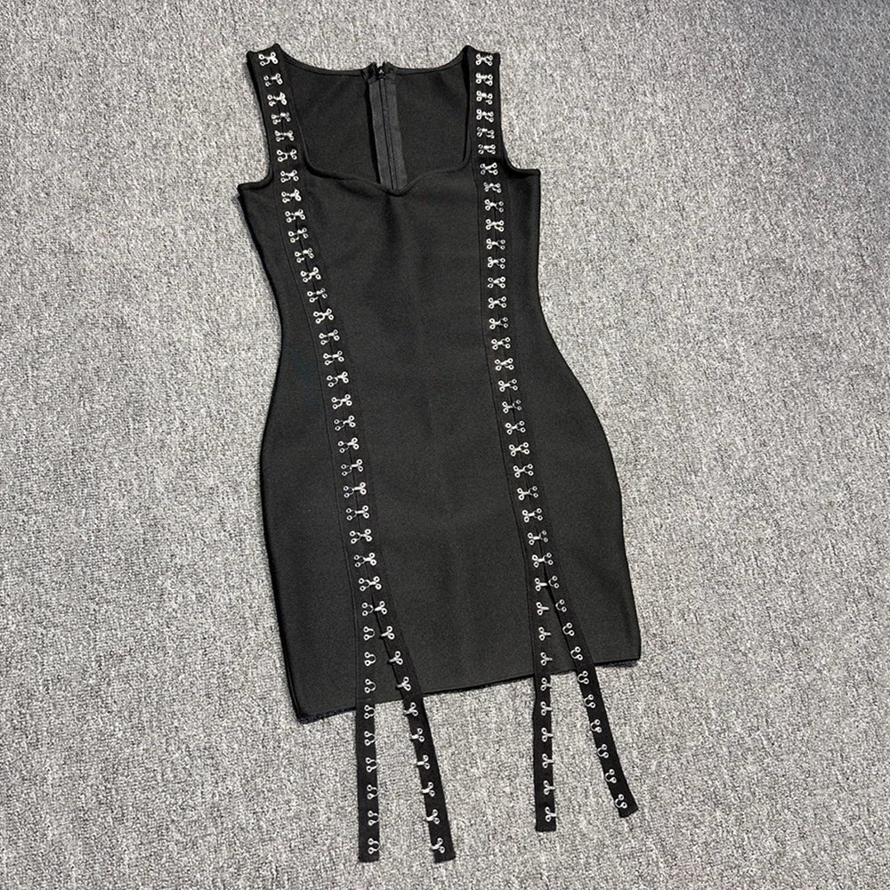 High Quality Black Sexy Eye Strap Dress