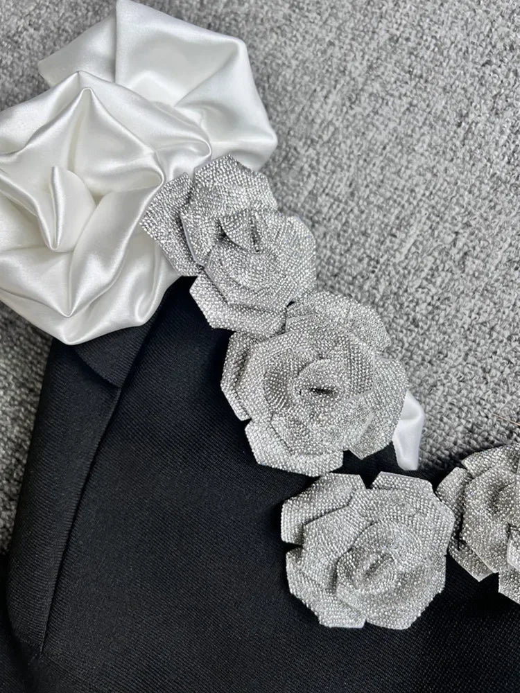 Sexy Off Shoulder Black Flower Maxi