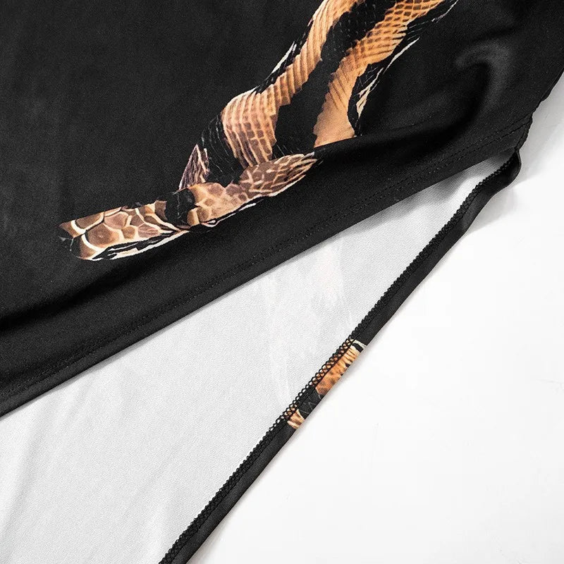 Snake Printed Hollow Out Dress