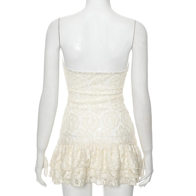 Hollow Out Ruffles See Through Chic Dress