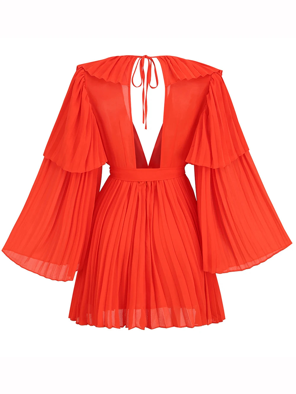 New Flare Long Sleeve Bright Pleated
