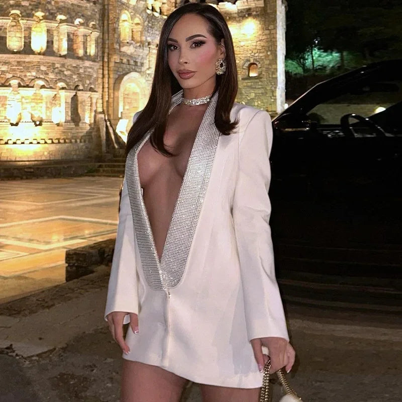 Sexy Sequin Deep V-Neck Dress 2024