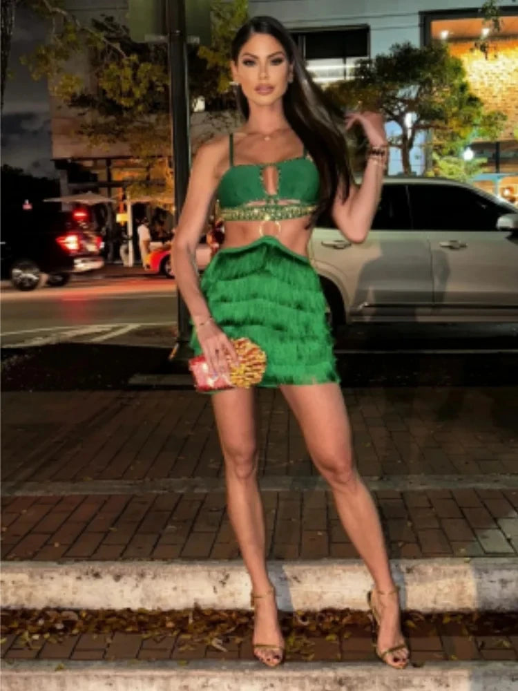 Stylish Tassel Sexy Hollow Out Dress